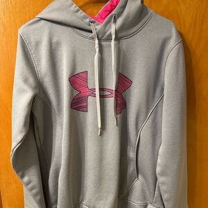 Under Armour Gray Hoodie with Pink Logo